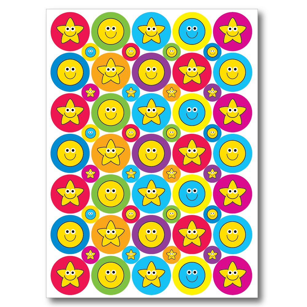 Mixed Stars & Smileys Reward Stickers - The Sticker Factory