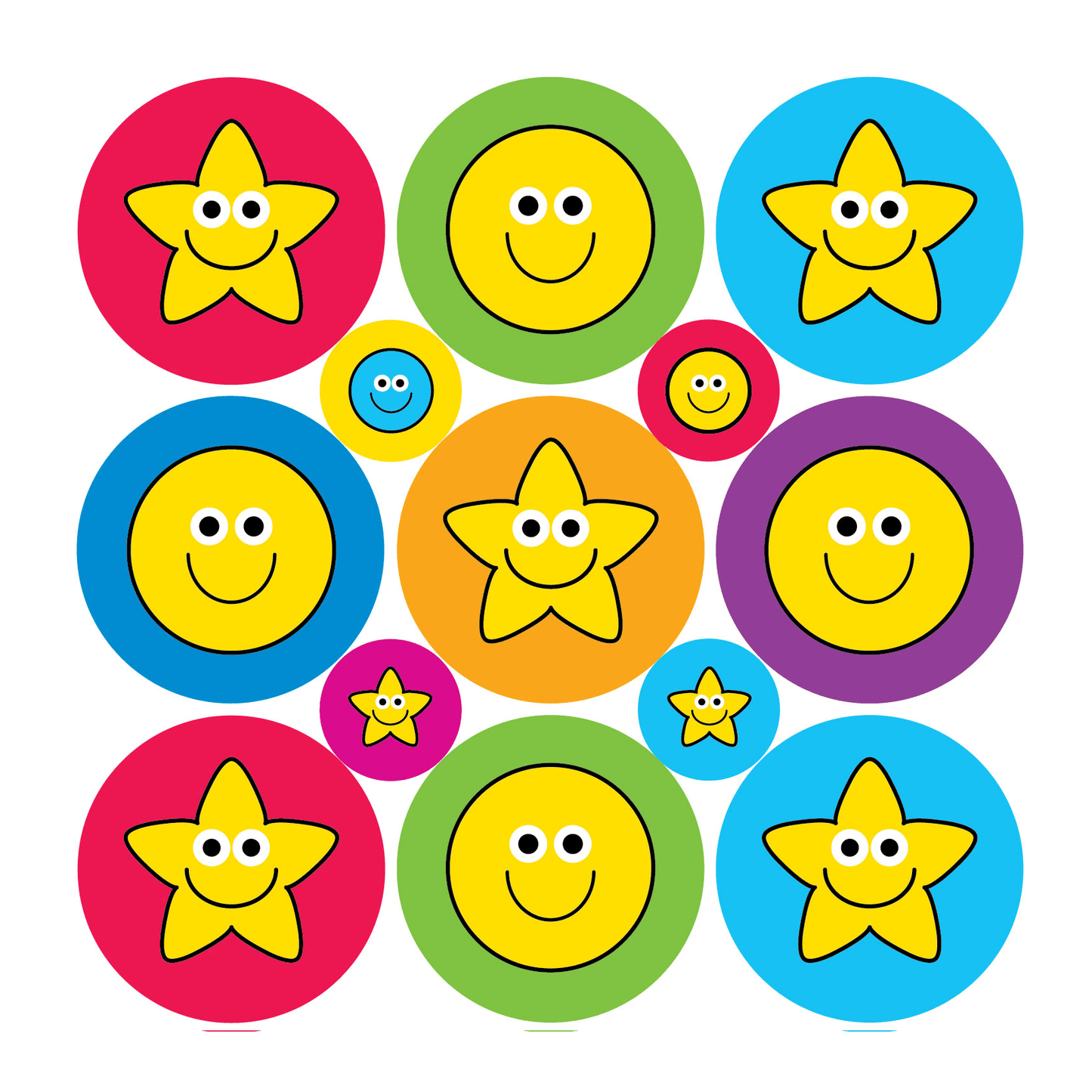 Mixed Stars & Smileys Reward Stickers - The Sticker Factory
