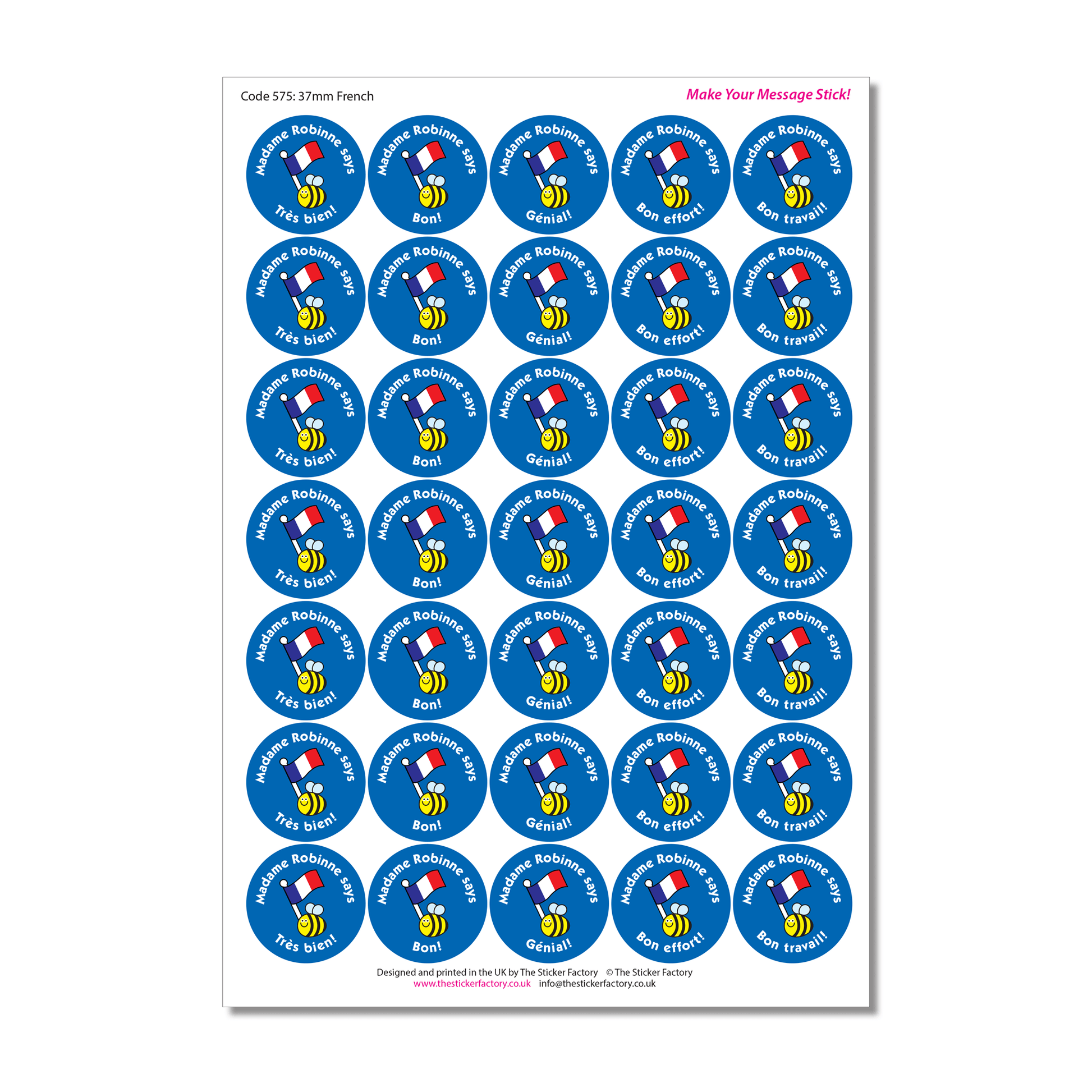 Personalised French Reward Stickers - The Sticker Factory