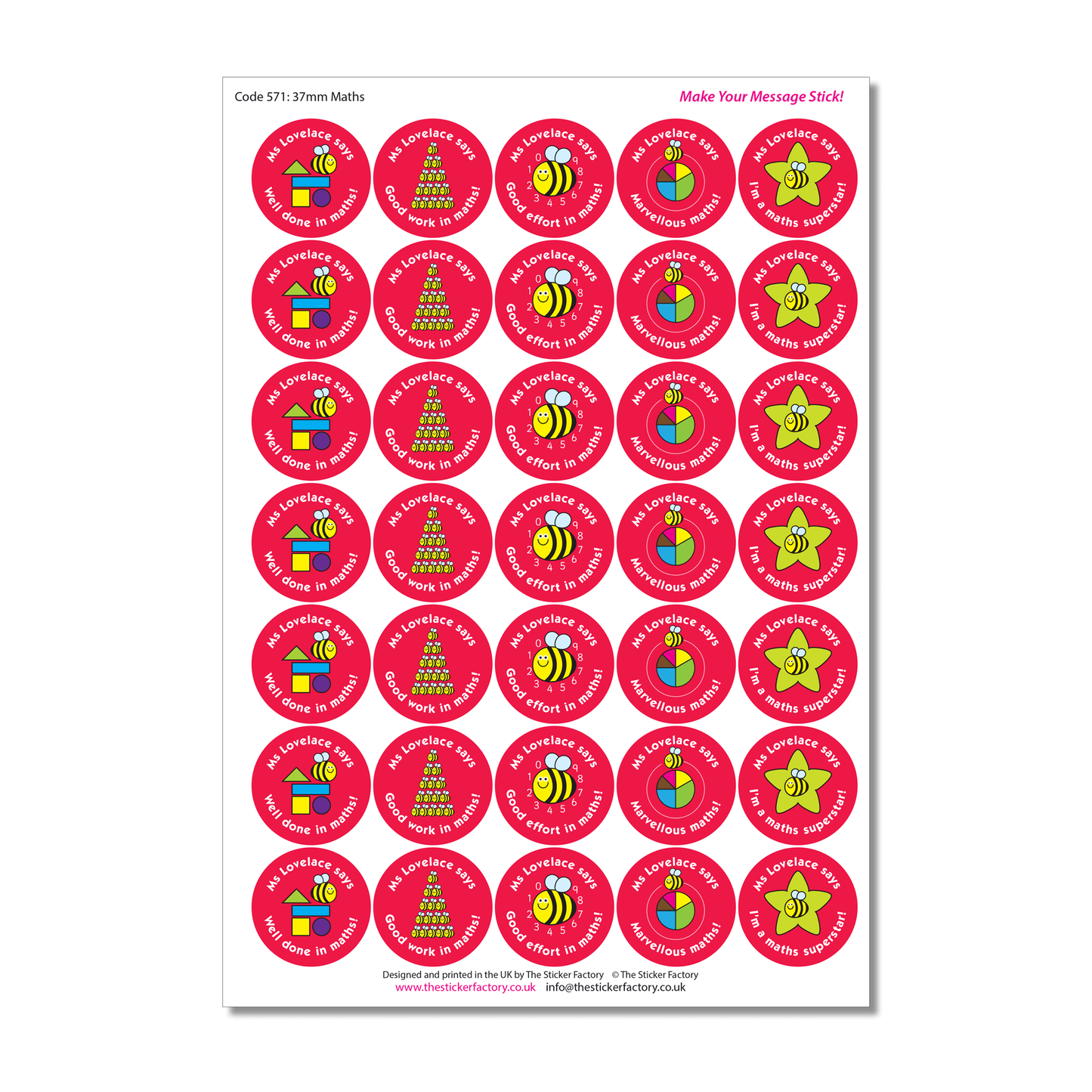 Personalised Maths Reward Stickers - The Sticker Factory
