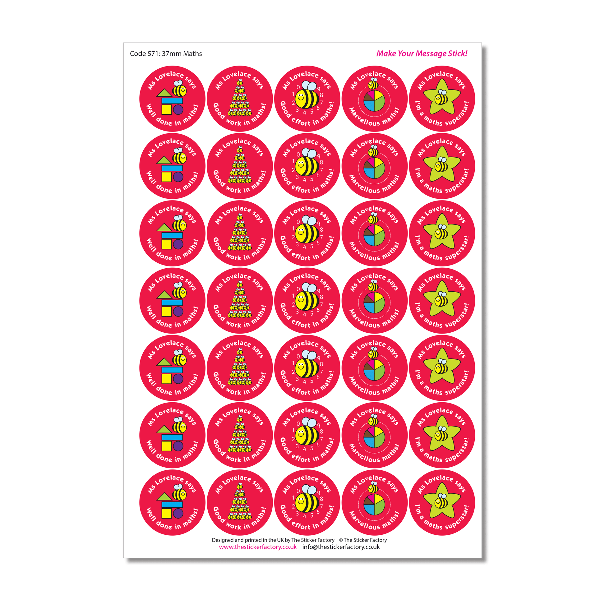 Personalised Maths Reward Stickers - The Sticker Factory
