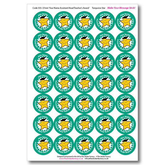 Personalised Reward Stickers – Assistant Head Teacher's Award - The Sticker Factory
