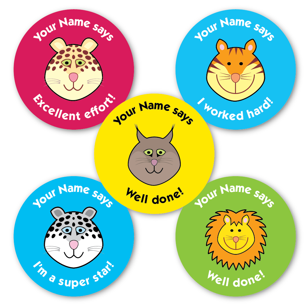 Personalised Reward Stickers Big Cats - The Sticker Factory