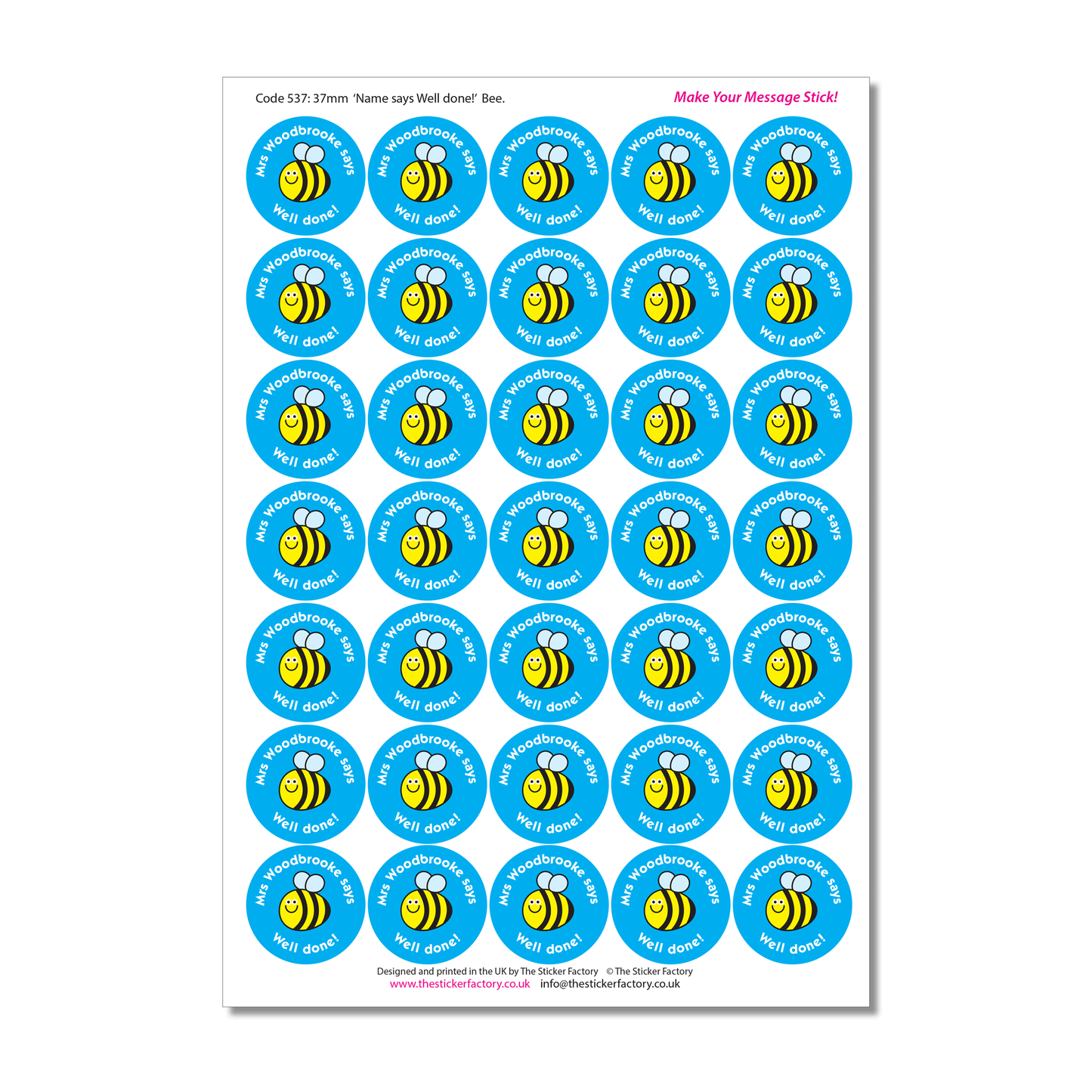 Personalised Reward Stickers Busy Bees - The Sticker Factory