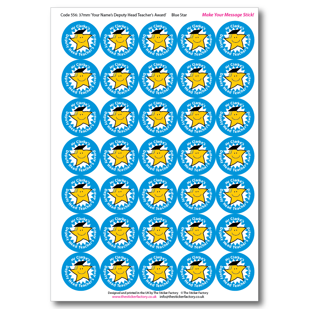 Personalised Reward Stickers – Deputy Head Teacher's Award - The Sticker Factory