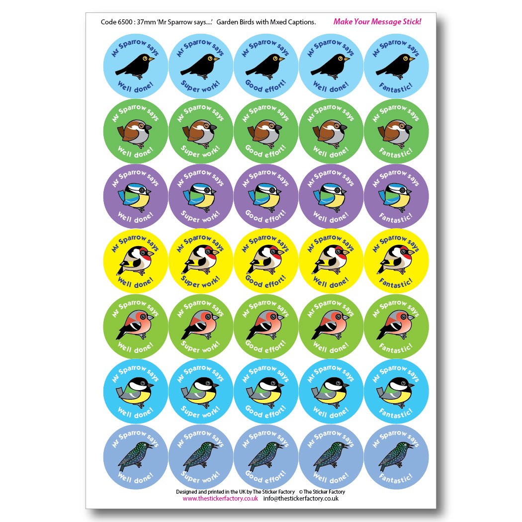 Personalised Reward Stickers Garden Birds - The Sticker Factory