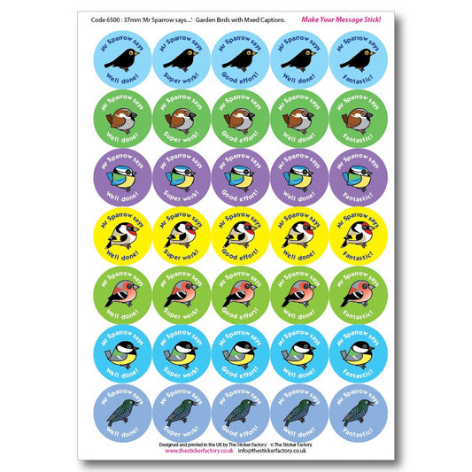 Personalised Reward Stickers Garden Birds - The Sticker Factory