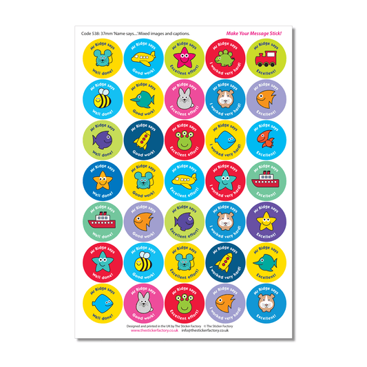 Personalised Reward Stickers Mixed Image set 1 - The Sticker Factory