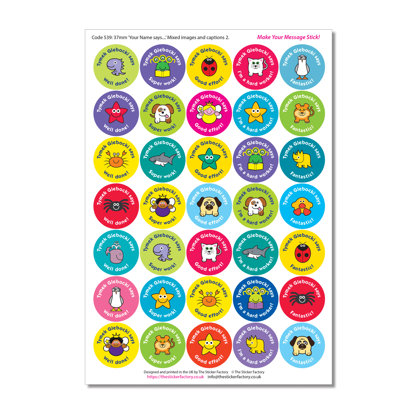 Personalised Reward Stickers Mixed Image set 2 - The Sticker Factory