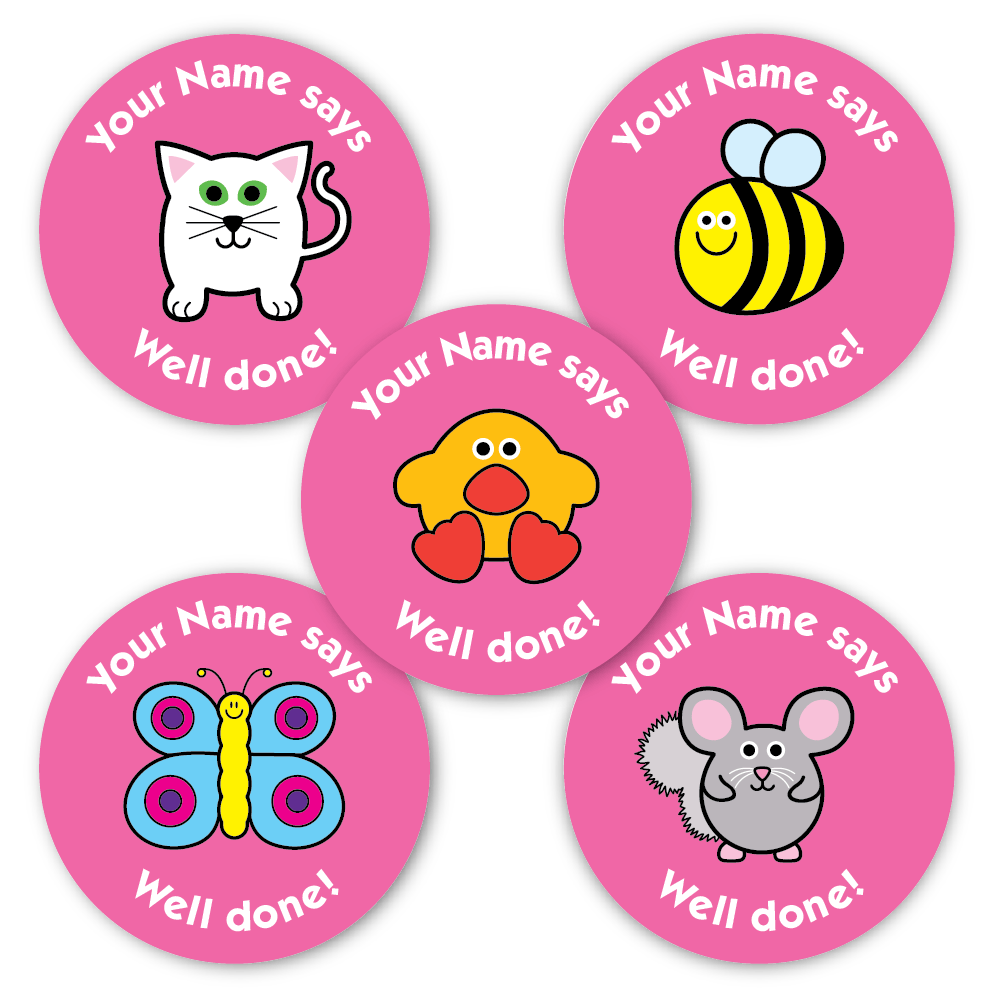 Personalised Reward Stickers Pretty on Pink - The Sticker Factory