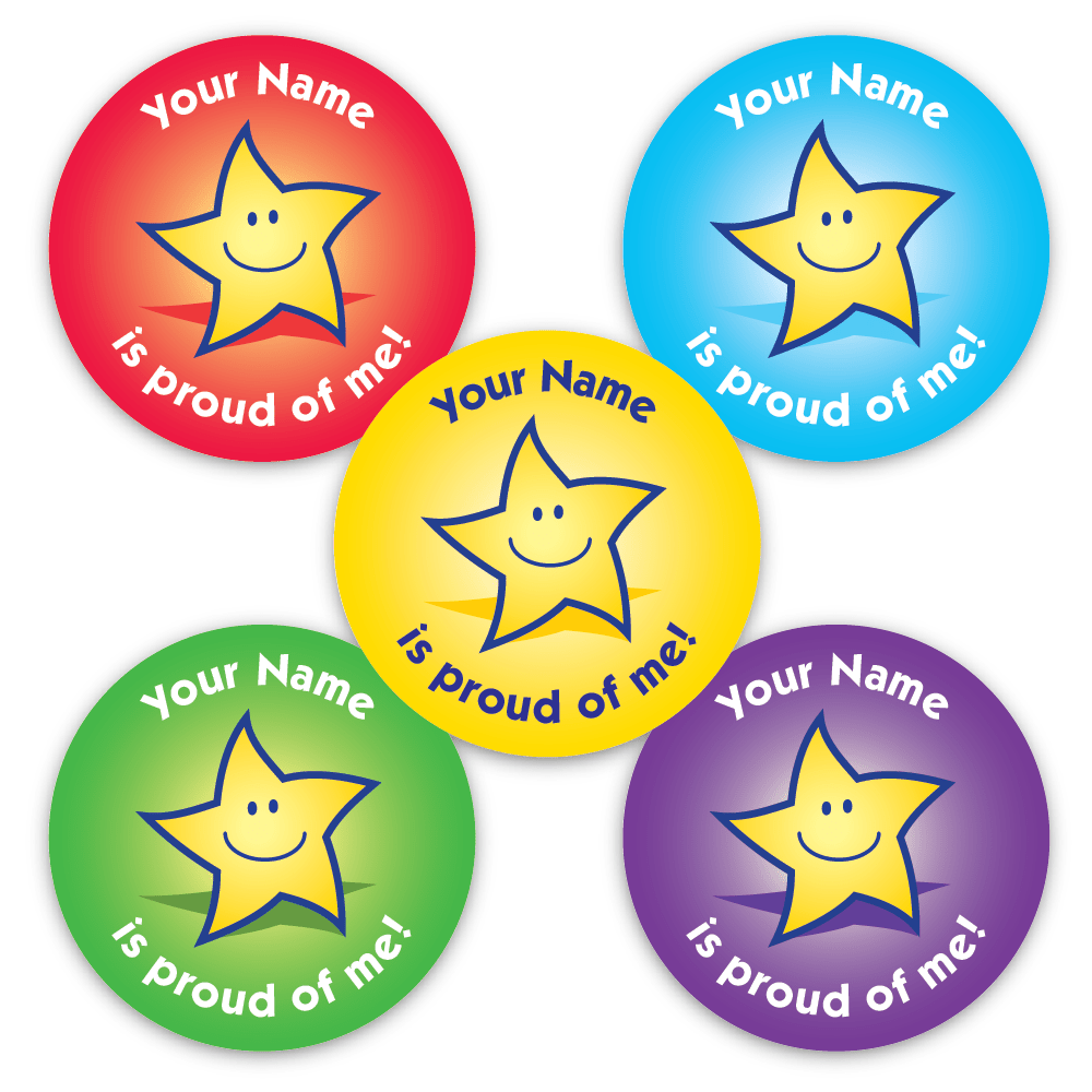 Personalised Reward Stickers Proud of me Star - The Sticker Factory