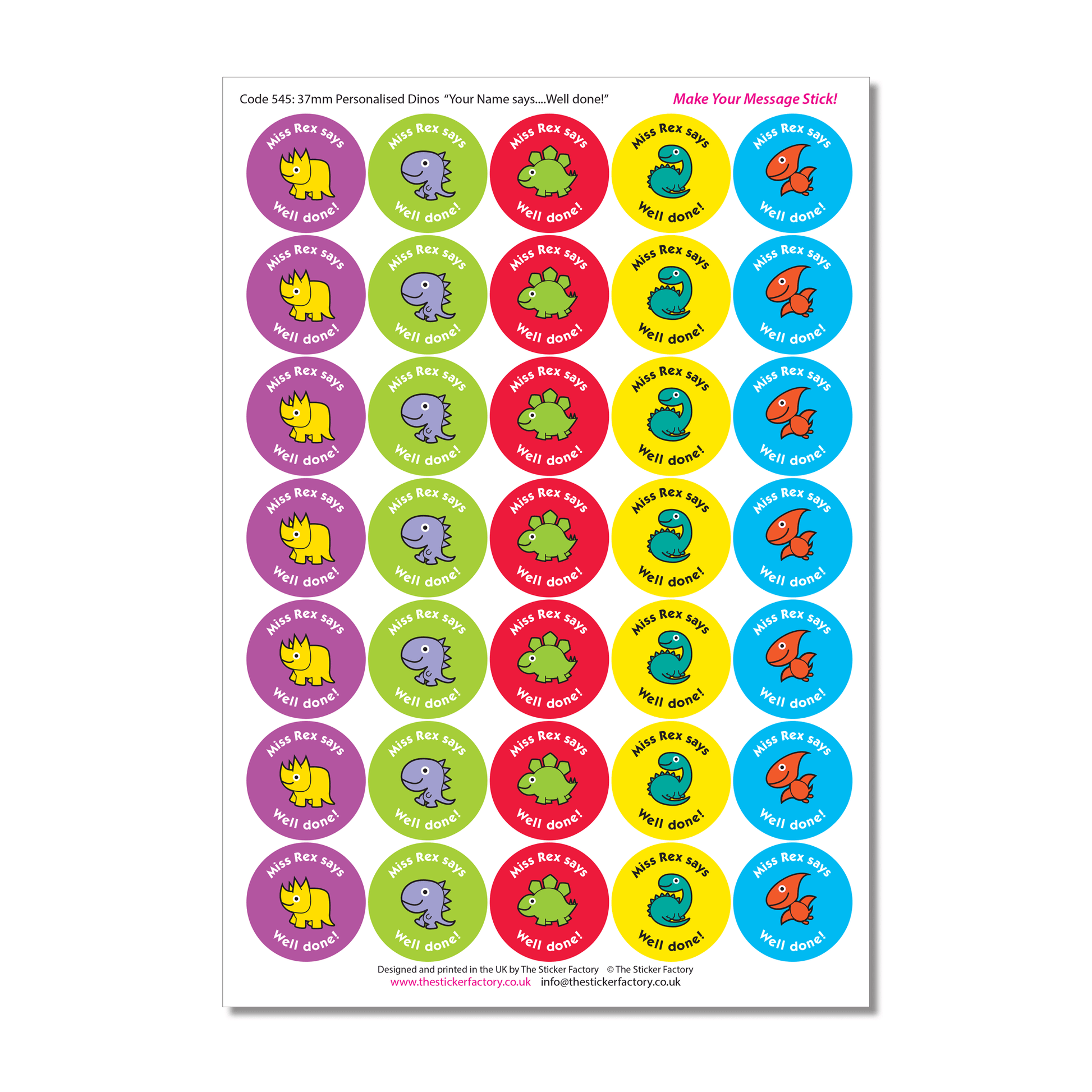 Personalised Reward Stickers Roarrrsome Dino's - The Sticker Factory