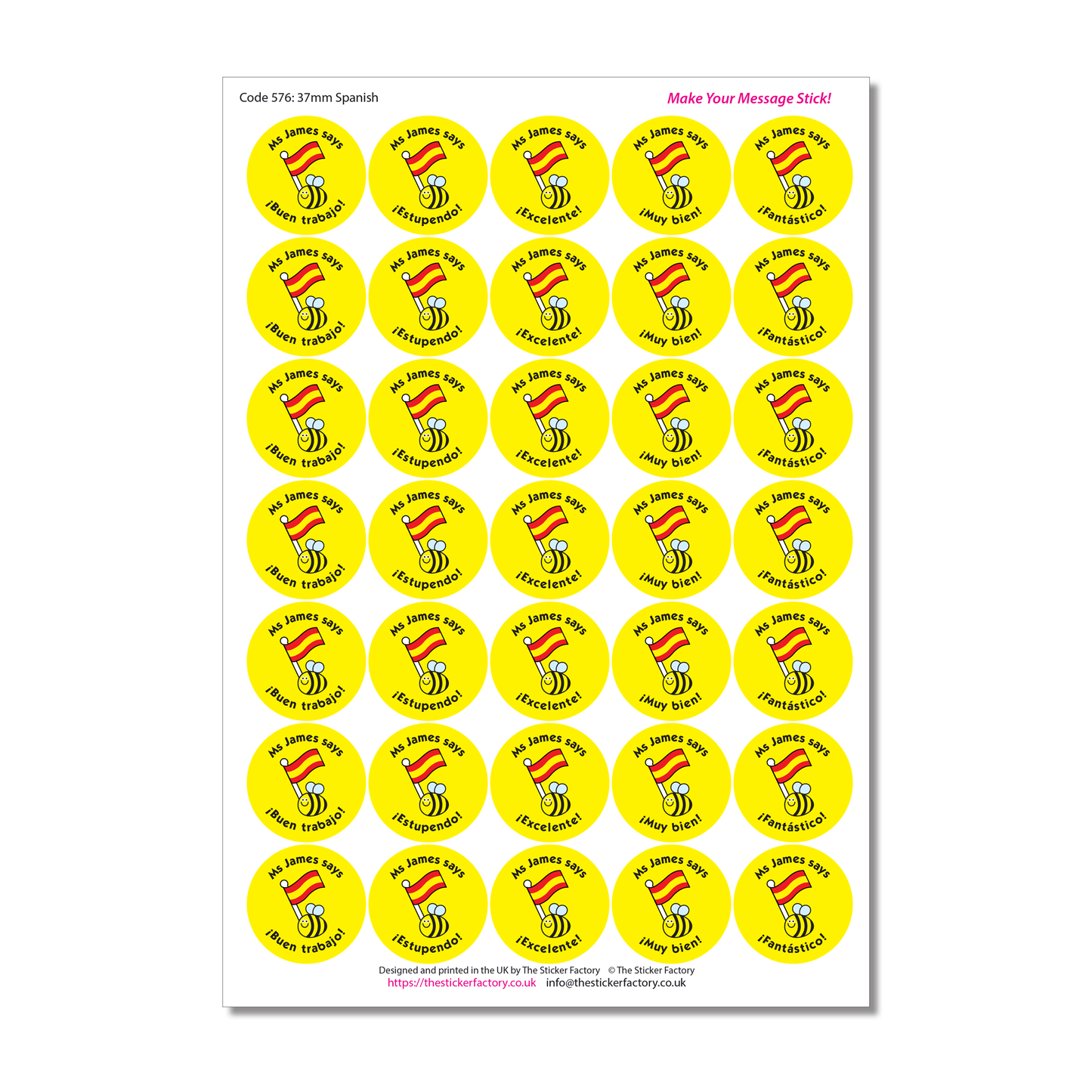 Personalised Spanish Reward Stickers - The Sticker Factory