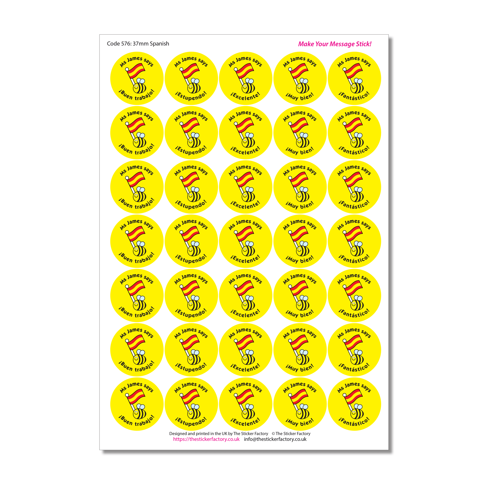 Personalised Spanish Reward Stickers - The Sticker Factory