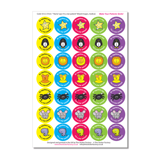 Personalised Star Patient Reward Stickers – Healthcare - The Sticker Factory
