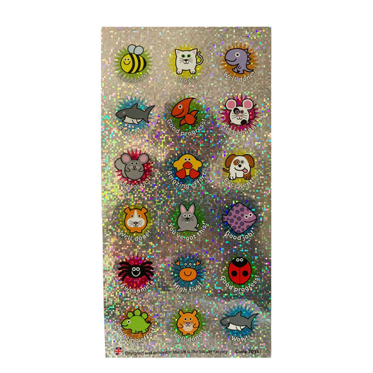Sparkly Reward Stickers – Mixed Creatures & Captions - The Sticker Factory
