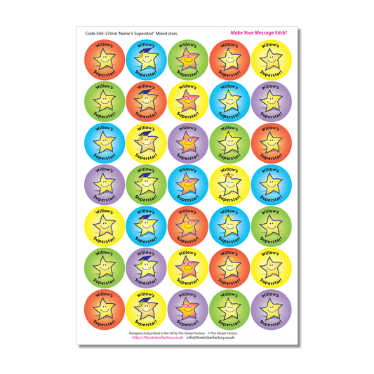 Personalised Reward Stickers Superstar!