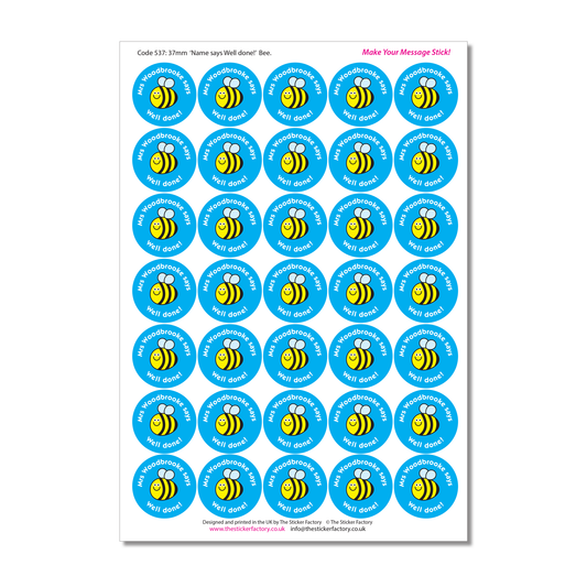 Personalised Reward Stickers Busy Bees