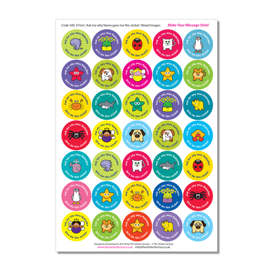 Personalised Reward Stickers Ask me why