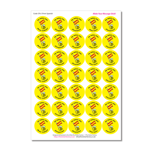Personalised Spanish Reward Stickers