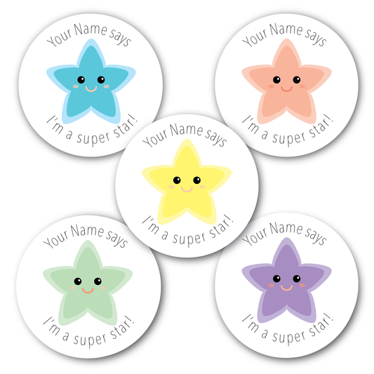 Personalised Reward Stickers Pastel Super Star