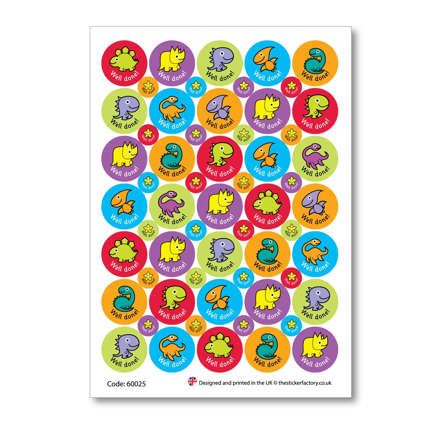 Mixed Dinosaur Reward Stickers Well done!