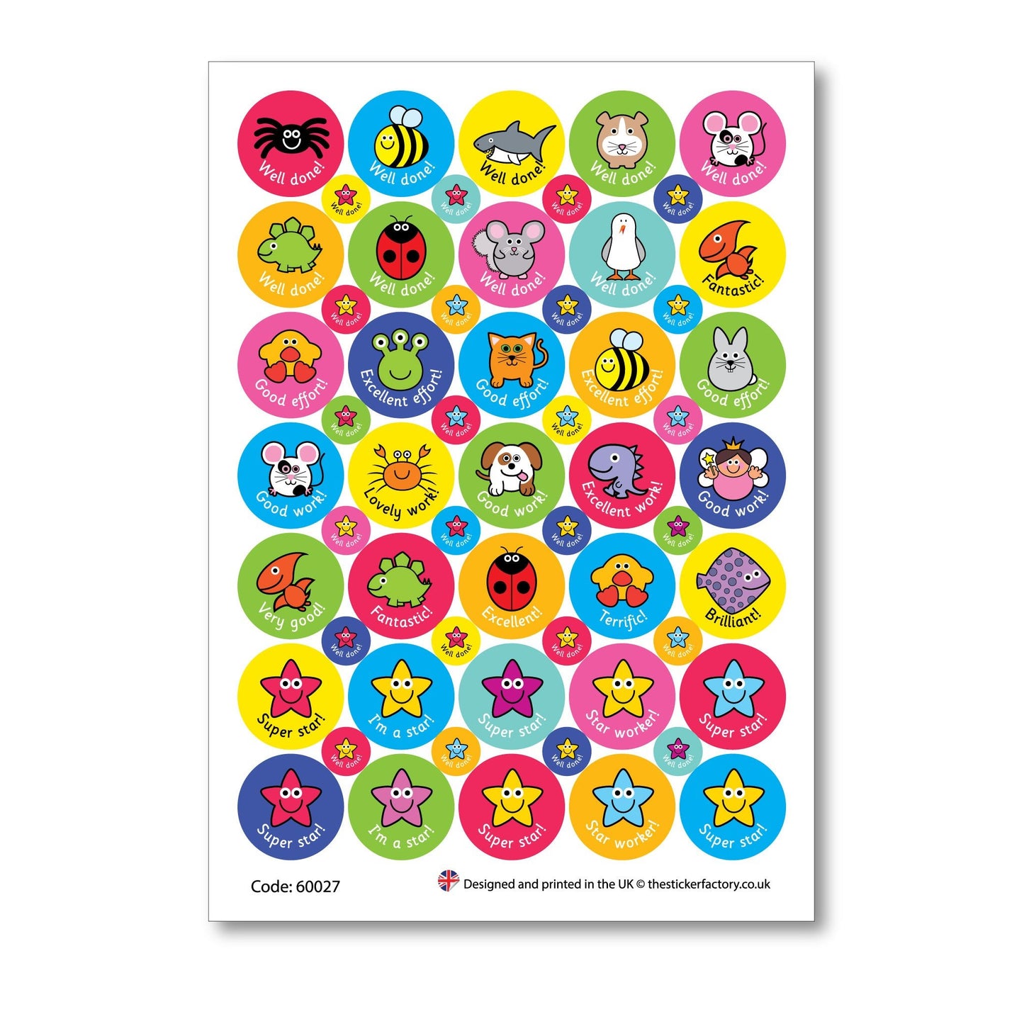 Animals & Stars Reward Stickers Well Done - The Sticker Factory