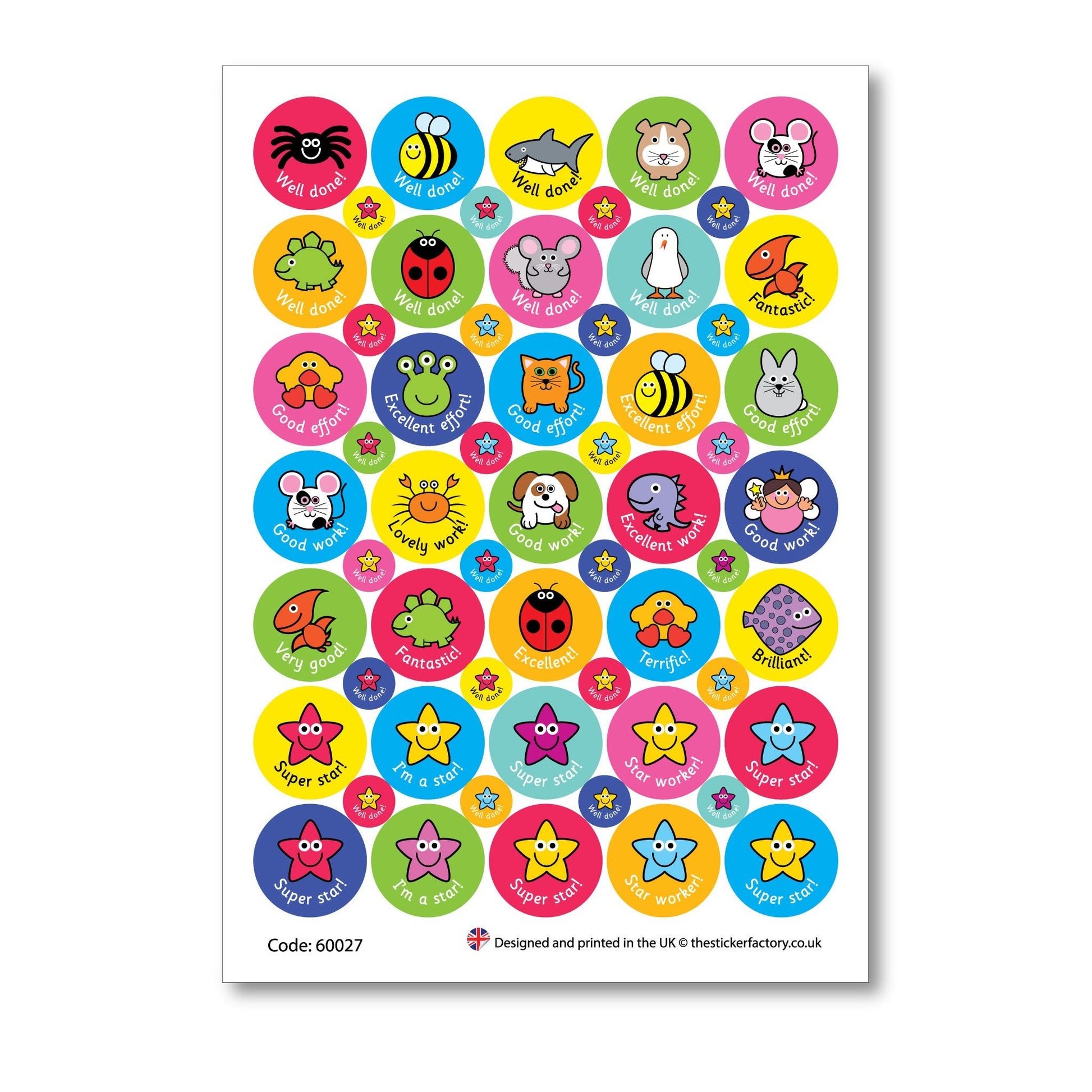 Animals & Stars Reward Stickers Well Done - The Sticker Factory