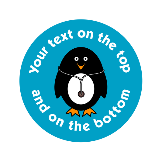 Customised Healthcare Sticker. Penguin with Stethoscope - The Sticker Factory