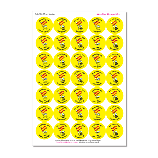 Personalised Spanish Reward Stickers - The Sticker Factory