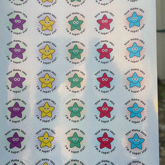 Video illustrating sparkly star sticker sheet