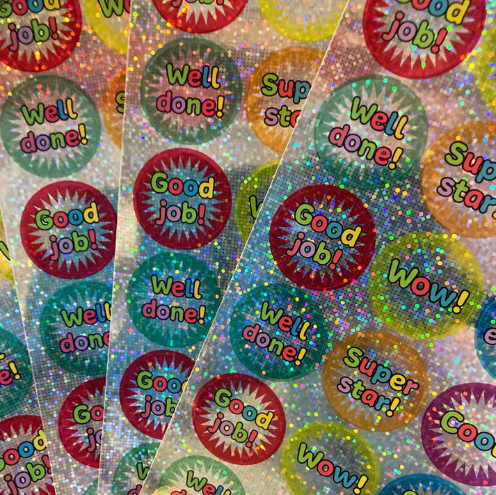 Sparkly Reward Stickers – Positive Words – The Sticker Factory
