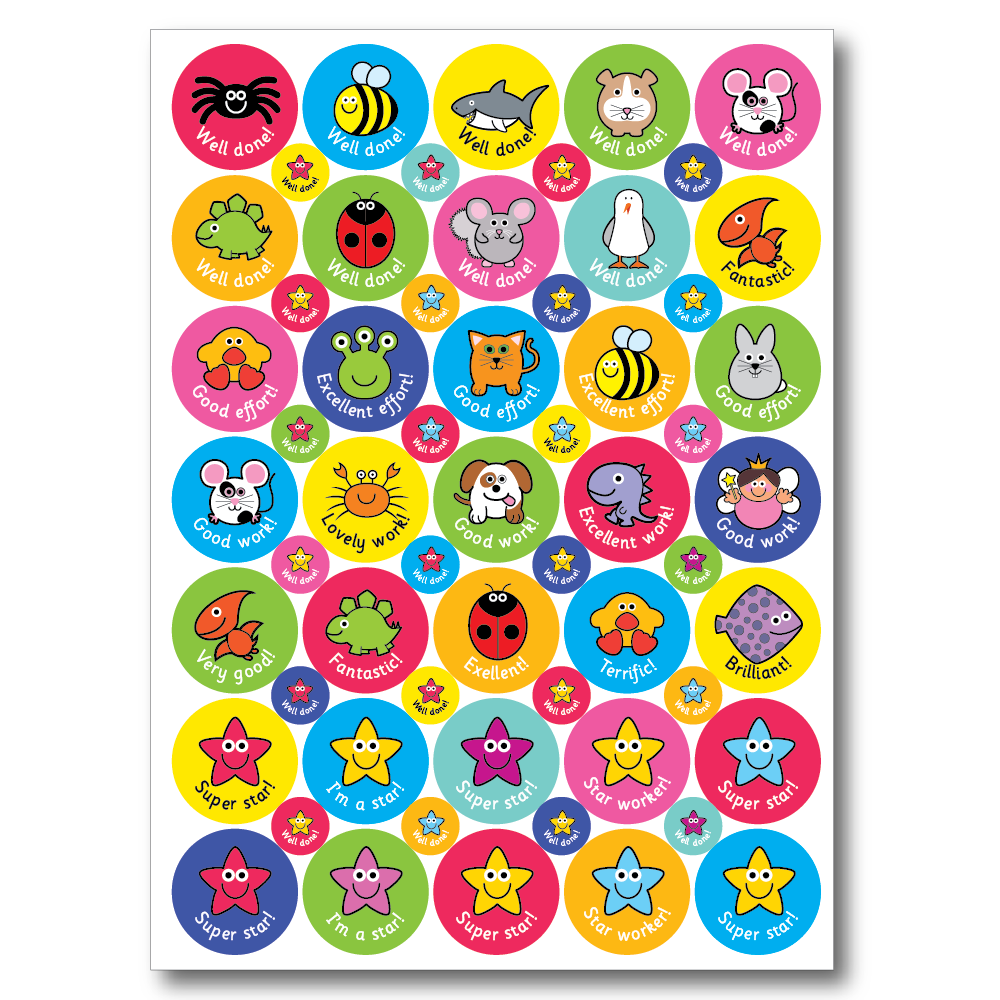 Animal Characters and Stars Mixed Reward Stickers