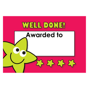 Well done smilet star sticker-tificate