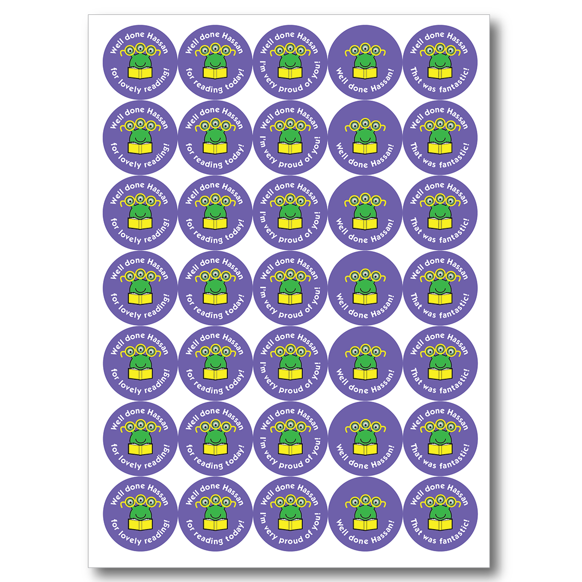 Home School - Alien reading reward stickers, personalised with child