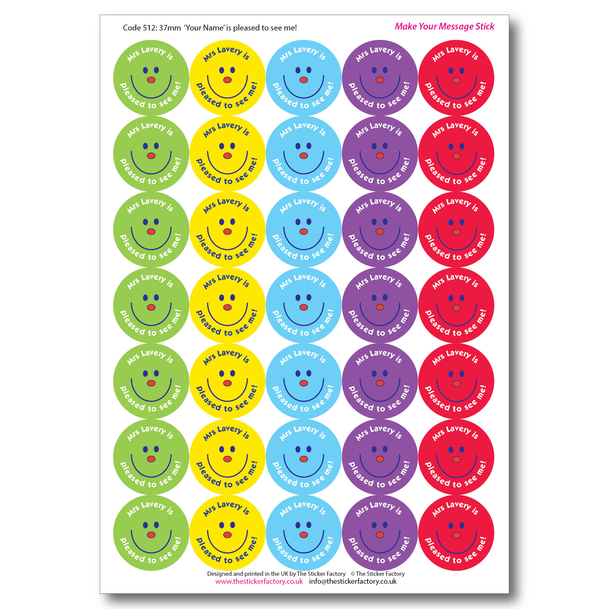 Personalised Smiling Face Stickers