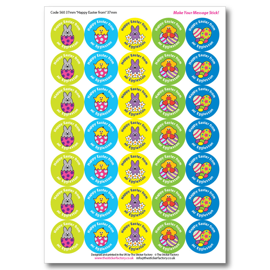Personalised Happy Easter stickers