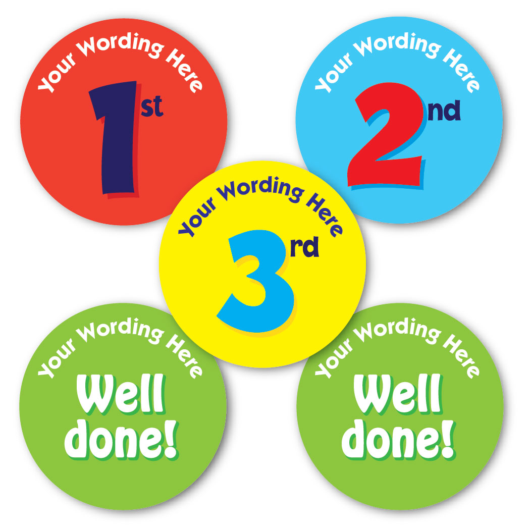 Personalised 1st 2nd 3rd Well done stickers