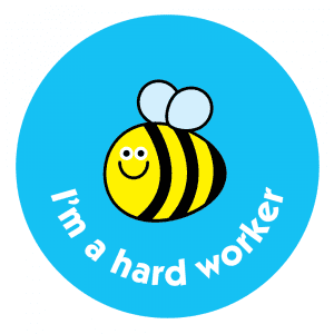 Smiley bee sticker I'm a hard worker