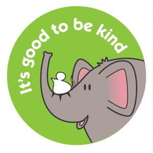 It's good to be kind sticker image with elephant & mouse characters