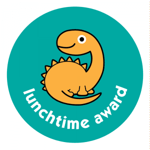 Positive reinforcement dinosaur sticker lunchtime award