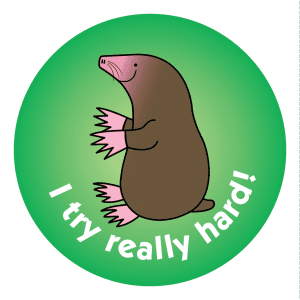 Positive reinforcement mole on green background 