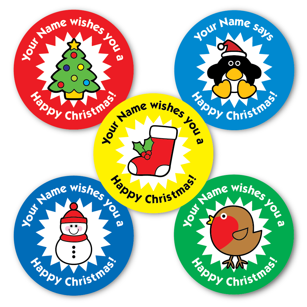 Personalised Happy Christmas stickers