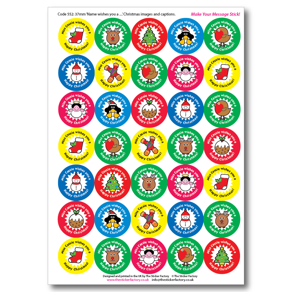 Personalised Happy Christmas stickers