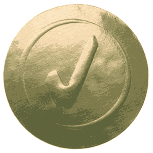 metallic gold merit sticker with embossed tick