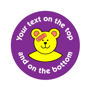 customised healthcare teddy sticker add a message on the top and bottom of the sticker