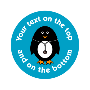 customised healthcare penguin sticker add a message on the top and bottom of the sticker