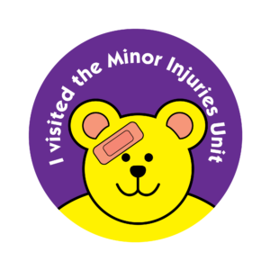 I visited the Minor Injuries Unit sticker showing smiley teddy with a plaster on their head