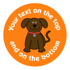 Customised Reward Sticker - BrownDog on orange background add your own text