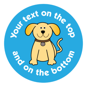 Customised Reward Sticker - BlondeDog on blue background add your own text